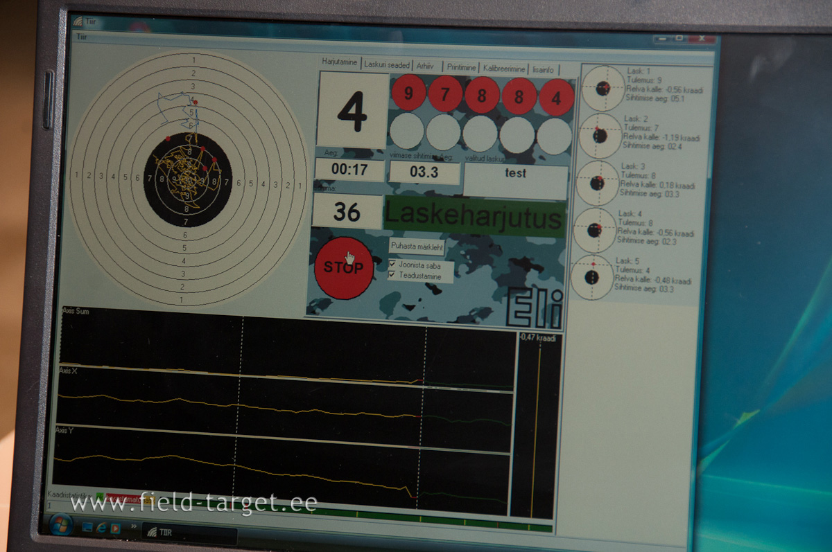Tabamiskoha liikumist ja lõpptulemust sai jälgida arvuti ekraanil